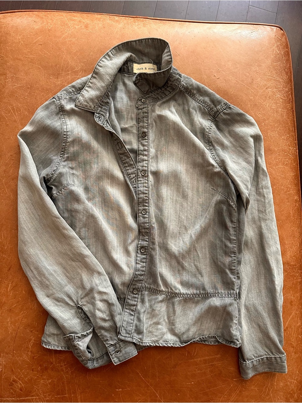 cloth & stone faded gray casual button-front shirt jacket